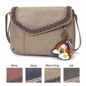 Crossbodies |  Braided Boho Crossbody – Charming Charms Rainbow+Peace Crossbodies Berry