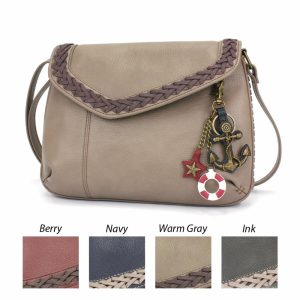 Crossbodies |  Braided Boho Crossbody – Metal Charming Anchor Crossbodies Berry