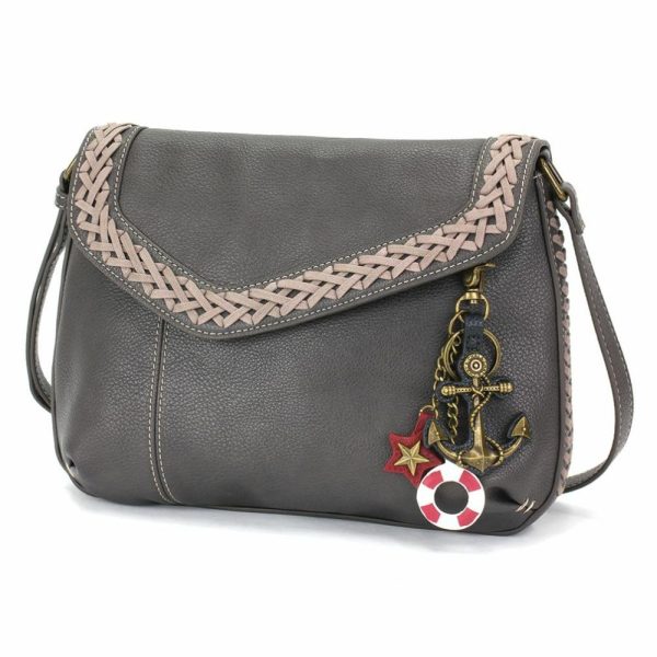 Crossbodies |  Braided Boho Crossbody – Metal Charming Anchor Crossbodies Berry