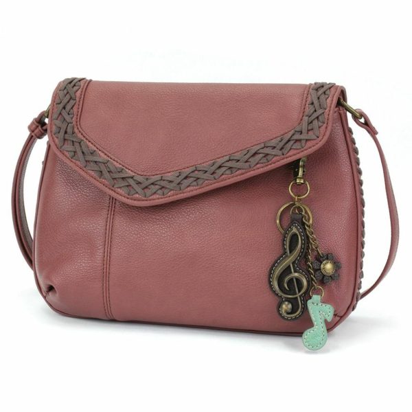 Crossbodies |  Braided Boho Crossbody – Metal Charming Clef Crossbodies Berry