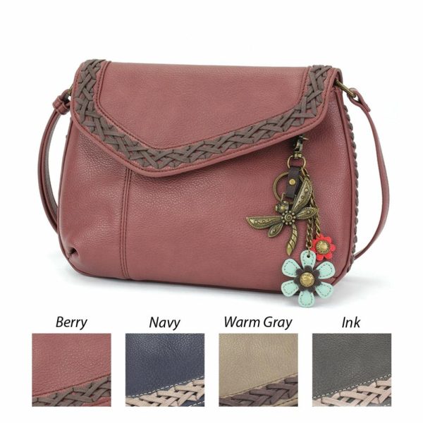 Crossbodies |  Braided Boho Crossbody – Metal Charming Dragonfly Crossbodies Berry