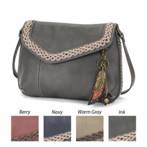 Crossbodies |  Braided Boho Crossbody – Metal Charming Feather Crossbodies Berry