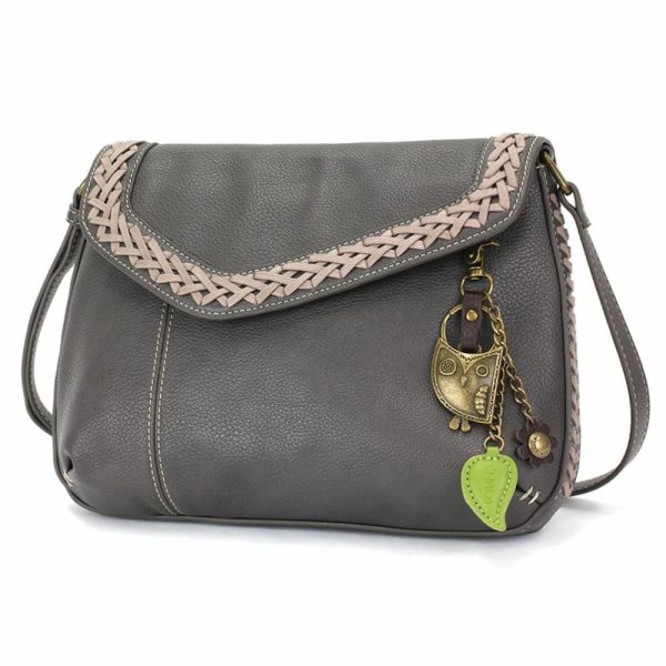 Crossbodies |  Braided Boho Crossbody – Metal Charming Owl Crossbodies Berry