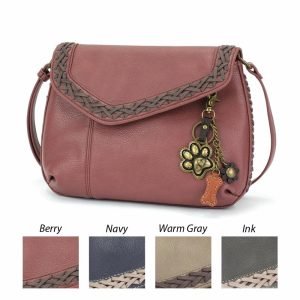 Crossbodies |  Braided Boho Crossbody – Metal Charming Pawprint Crossbodies Berry