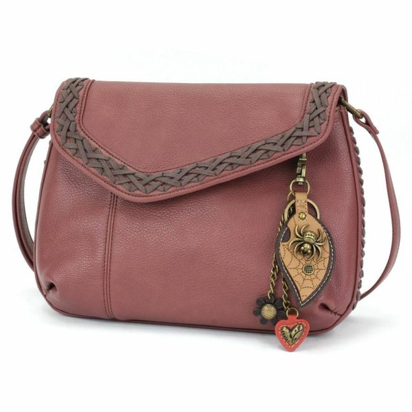 Crossbodies |  Braided Boho Crossbody – Metal Charming Spider Crossbodies Berry