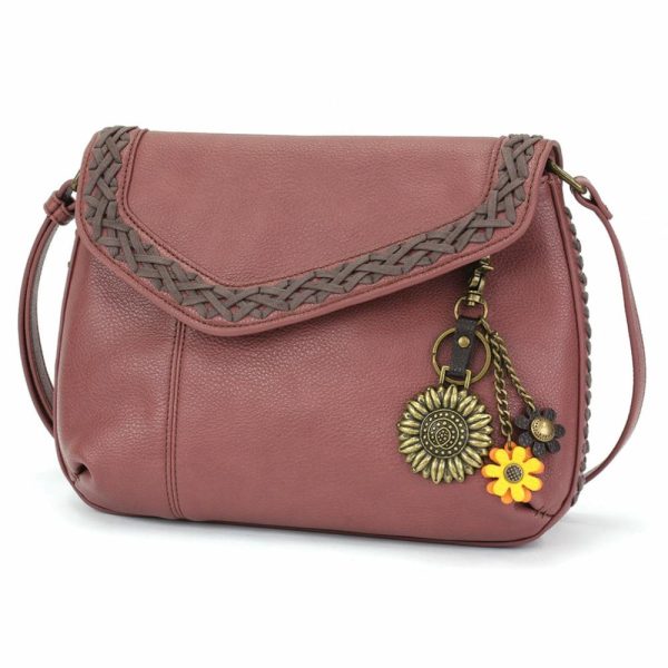 Crossbodies |  Braided Boho Crossbody – Metal Charming Sunflower Crossbodies Berry