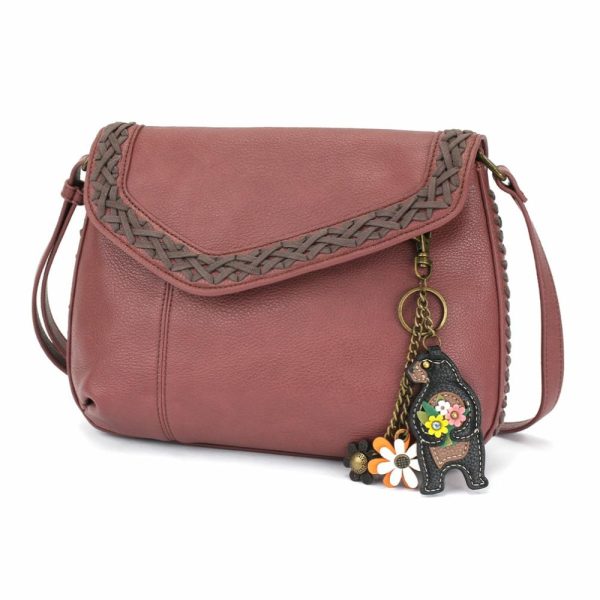 Crossbodies |  Braided Boho Crossbody – Mini Keychain Bear Crossbodies Berry