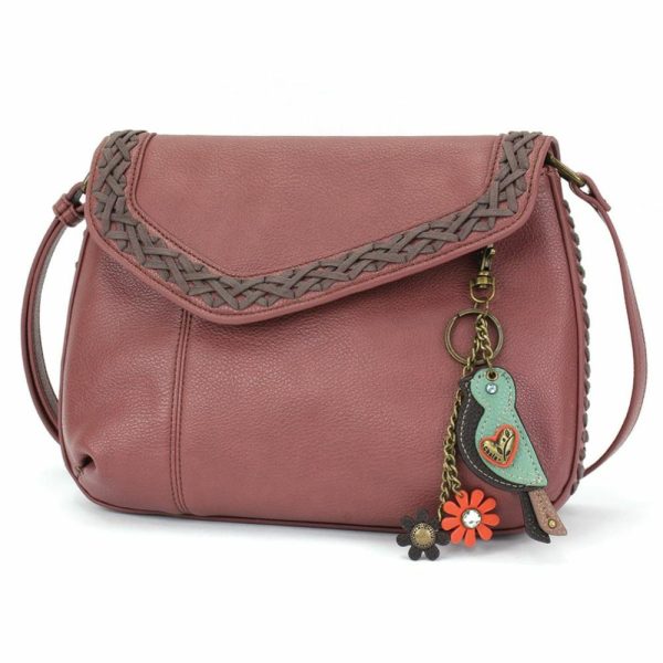 Crossbodies |  Braided Boho Crossbody – Mini Keychain Bird Crossbodies Berry