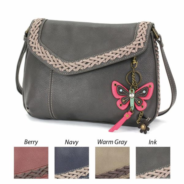 Crossbodies |  Braided Boho Crossbody – Mini Keychain Butterfly Pink Crossbodies Berry