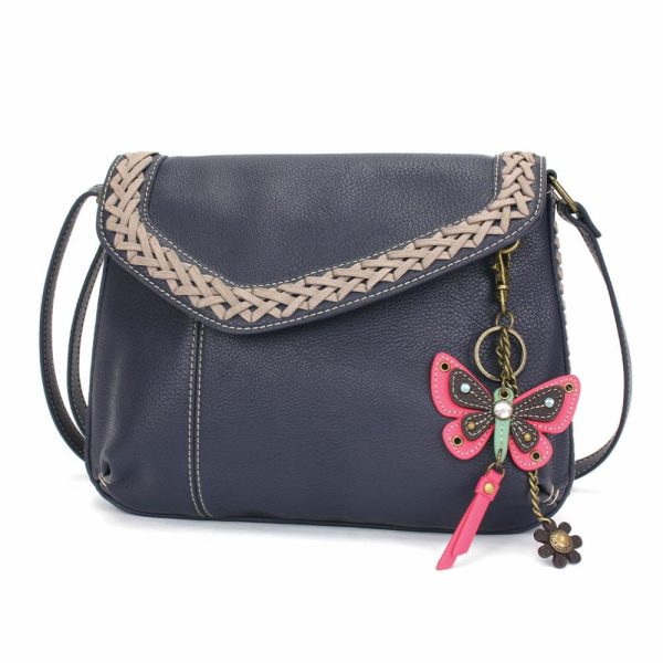 Crossbodies |  Braided Boho Crossbody – Mini Keychain Butterfly Pink Crossbodies Berry