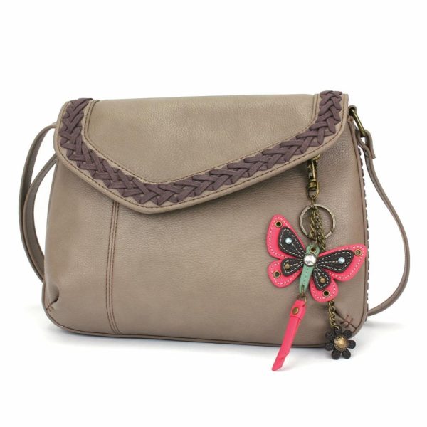 Crossbodies |  Braided Boho Crossbody – Mini Keychain Butterfly Pink Crossbodies Berry