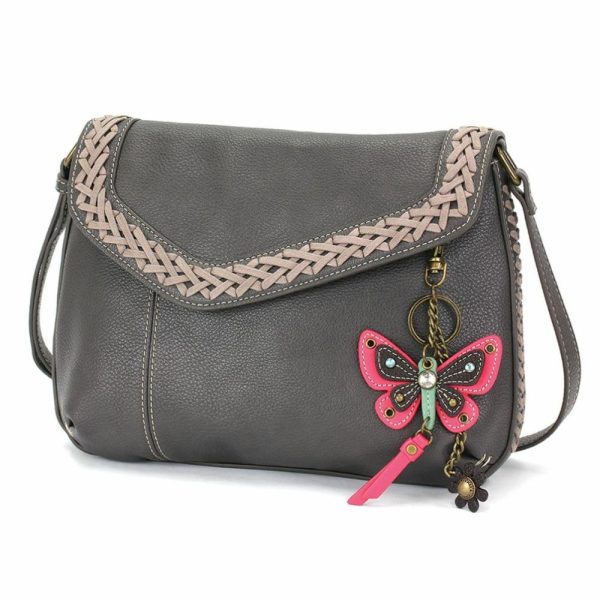 Crossbodies |  Braided Boho Crossbody – Mini Keychain Butterfly Pink Crossbodies Berry