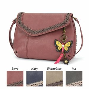 Crossbodies |  Braided Boho Crossbody – Mini Keychain Butterfly Yellow Crossbodies Berry