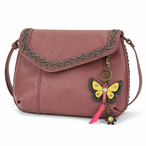 Crossbodies |  Braided Boho Crossbody – Mini Keychain Butterfly Yellow Crossbodies Berry