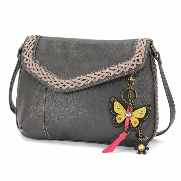 Crossbodies |  Braided Boho Crossbody – Mini Keychain Butterfly Yellow Crossbodies Berry