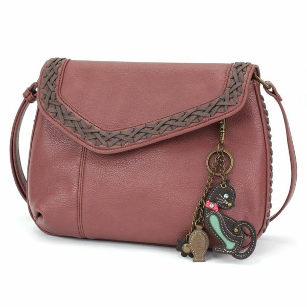 Crossbodies |  Braided Boho Crossbody – Mini Keychain Cat Crossbodies Berry