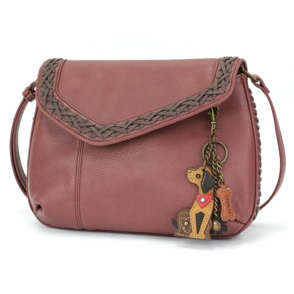 Crossbodies |  Braided Boho Crossbody – Mini Keychain Dog Crossbodies Berry