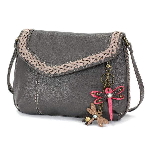 Crossbodies |  Braided Boho Crossbody – Mini Keychain Dragonfly Pink Crossbodies Berry