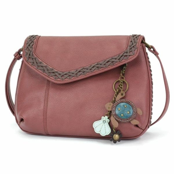 Crossbodies |  Braided Boho Crossbody – Mini Keychain Turtle Crossbodies Berry