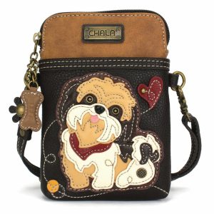 Crossbodies |  Cellphone Xbody – Brown Shih Tzu Crossbodies Crossbodies