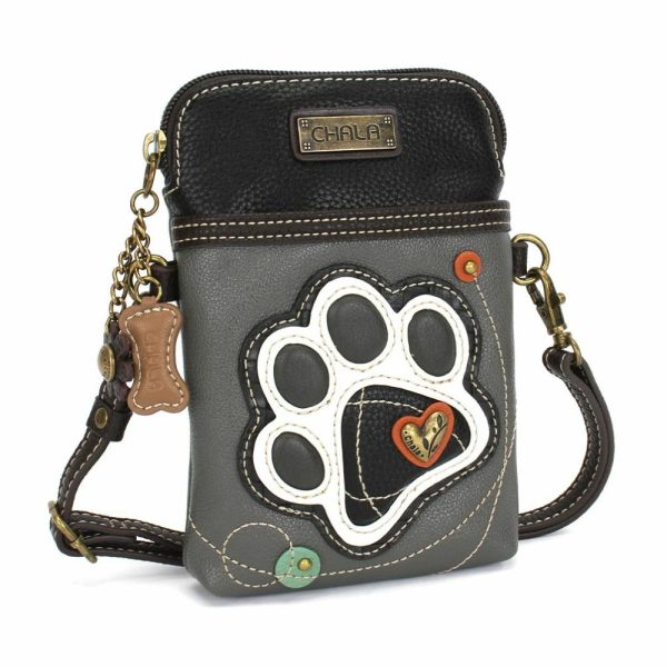 Crossbodies |  Cellphone Xbody – B&W Pawprint Crossbodies Crossbodies