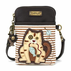 Crossbodies |  Cellphone Xbody – Cat Gen Ii Crossbodies Brown Stripe Approx