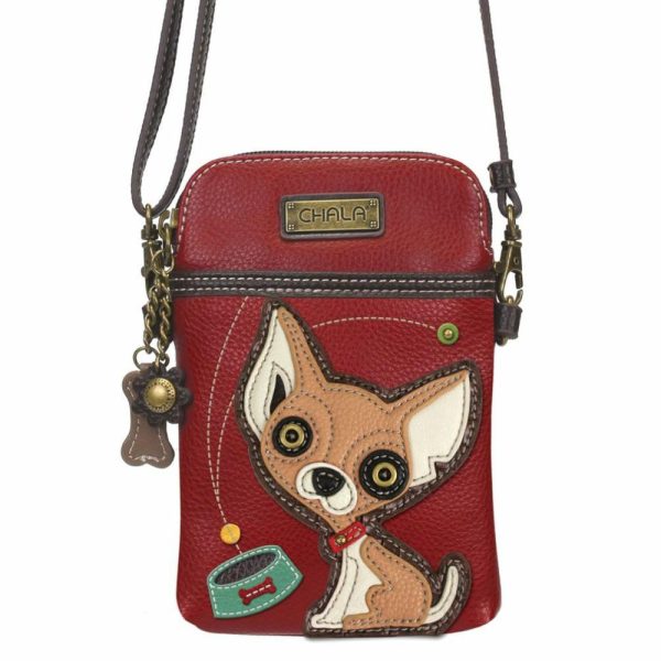 Crossbodies |  Cellphone Xbody – Chihuahua Crossbodies Burgundy Approx