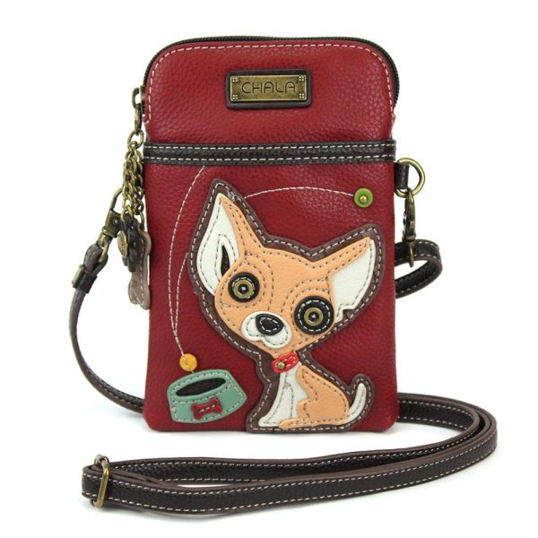 Crossbodies |  Cellphone Xbody – Chihuahua Crossbodies Burgundy Approx