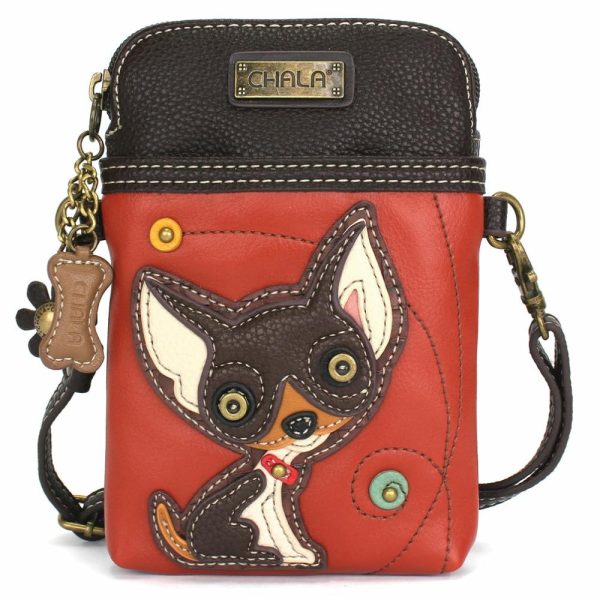 Crossbodies |  Cellphone Xbody – Darkbrown Chihuahua Crossbodies Crossbodies