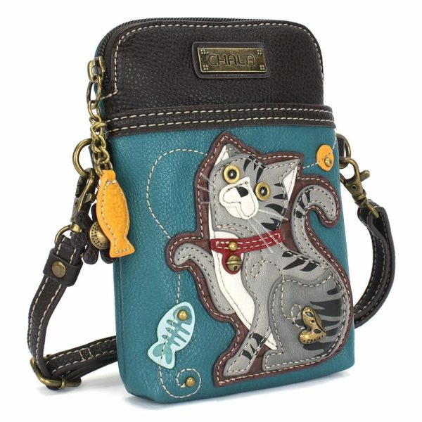 Crossbodies |  Cellphone Xbody – Gray Tabby Cat Crossbodies Crossbodies