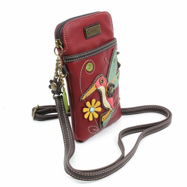 Crossbodies |  Cellphone Xbody – Hummingbird Crossbodies Burgundy Approx