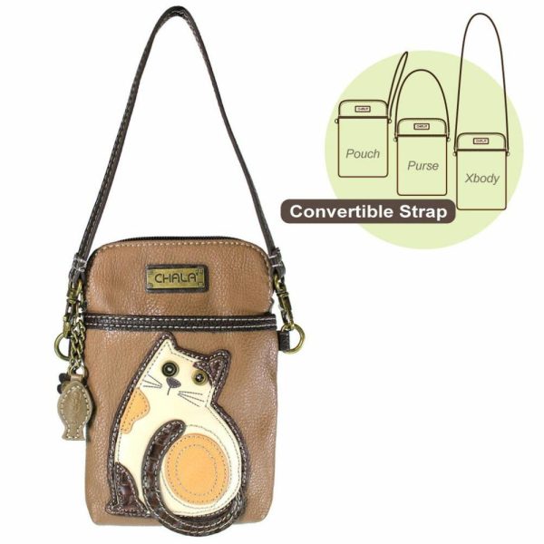 Crossbodies |  Cellphone Xbody – Lazzy Cat Crossbodies Brown Approx