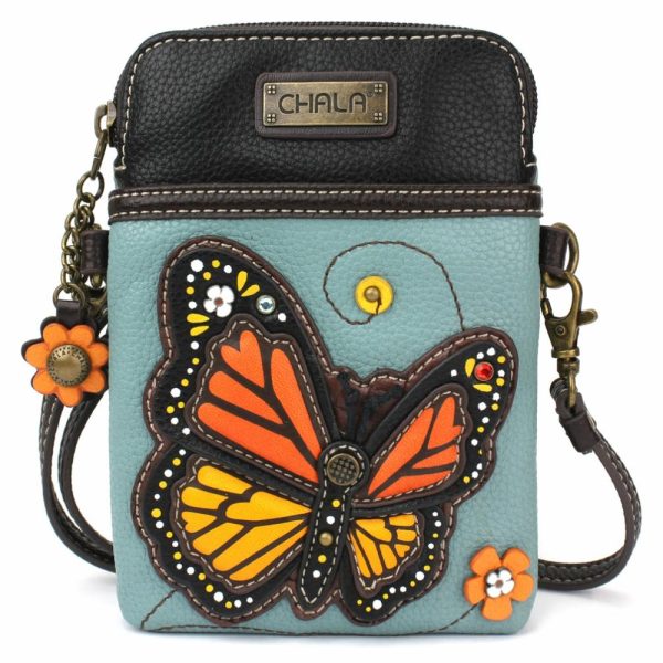 Crossbodies |  Cellphone Xbody – Monarch Butterfly Crossbodies Blue Approx