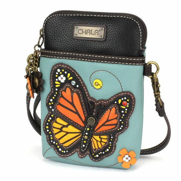 Crossbodies |  Cellphone Xbody – Monarch Butterfly Crossbodies Blue Approx