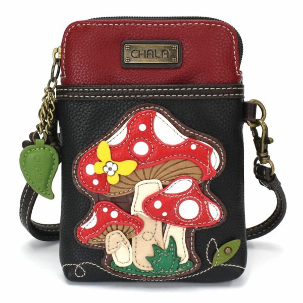 Crossbodies |  Cellphone Xbody – Mushrooms Crossbodies Black Approx