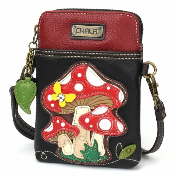 Crossbodies |  Cellphone Xbody – Mushrooms Crossbodies Black Approx