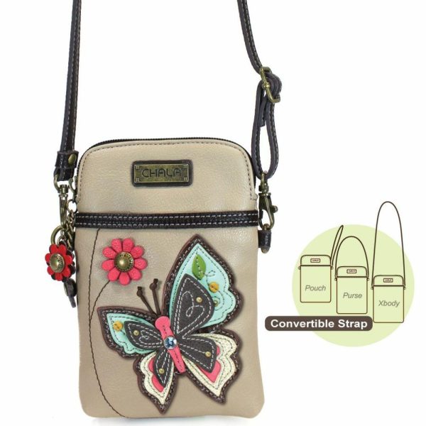 Crossbodies |  Cellphone Xbody – New Butterfly (Ivory) Crossbodies Crossbodies