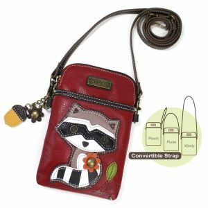 Crossbodies |  Cellphone Xbody – Raccoon Crossbodies Burgundy Approx