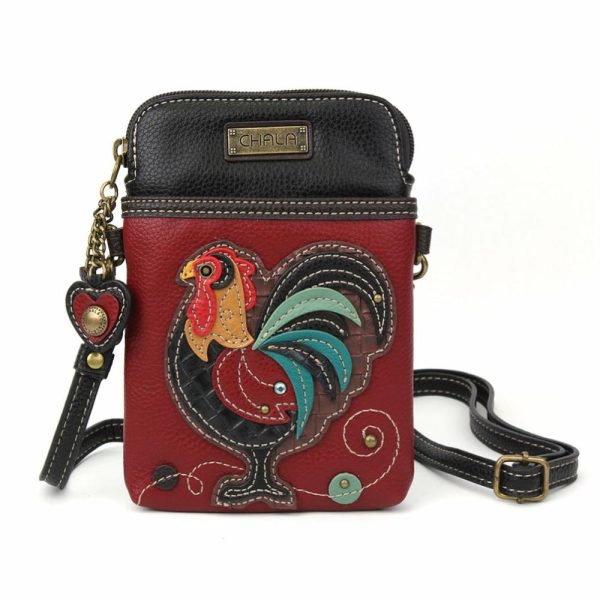 Crossbodies |  Cellphone Xbody – Rooster Crossbodies Burgundy Approx