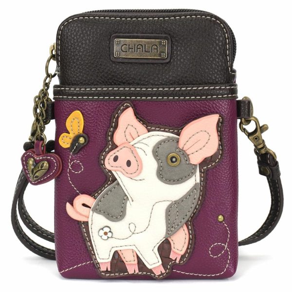 Crossbodies |  Cellphone Xbody – Spotted Pink Pig Crossbodies Crossbodies