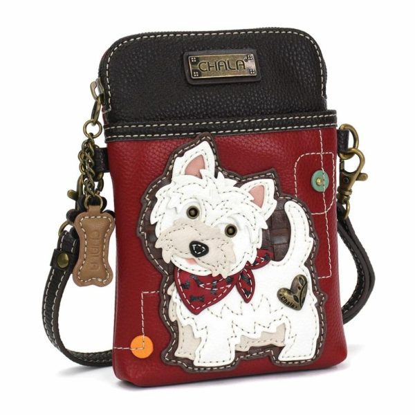 Crossbodies |  Cellphone Xbody – Westie Crossbodies Burgundy Approx