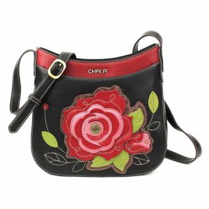 Crossbodies |  Crescent Crossbody – Red Rose Crossbodies Black Approx