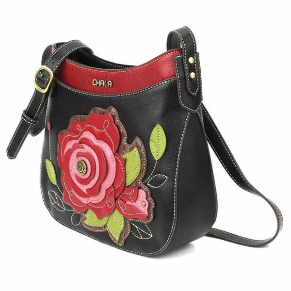 Crossbodies |  Crescent Crossbody – Red Rose Crossbodies Black Approx