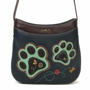 Crossbodies |  Crescent Crossbody – Teal Pawprint Crossbodies Crossbodies