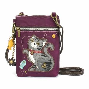 Crossbodies |  Cv – Cellphone Xbody – Gray Tabby Cat Crossbodies Crossbodies