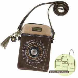 Crossbodies |  Dazzled Cellphone Xbody – Starburst (Dark Brown) Crossbodies Crossbodies