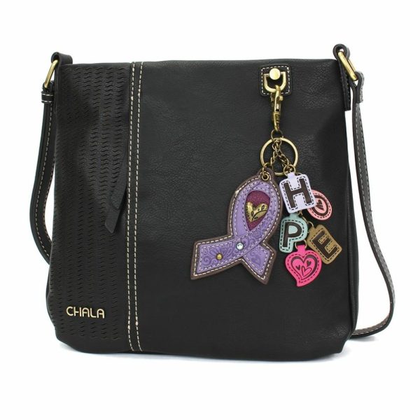 Crossbodies |  Lasercut Crossbody – Charming Charms Lavender Ribbon Crossbodies Black