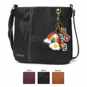 Crossbodies |  Lasercut Crossbody – Charming Charms Rainbow+Peace Crossbodies Black