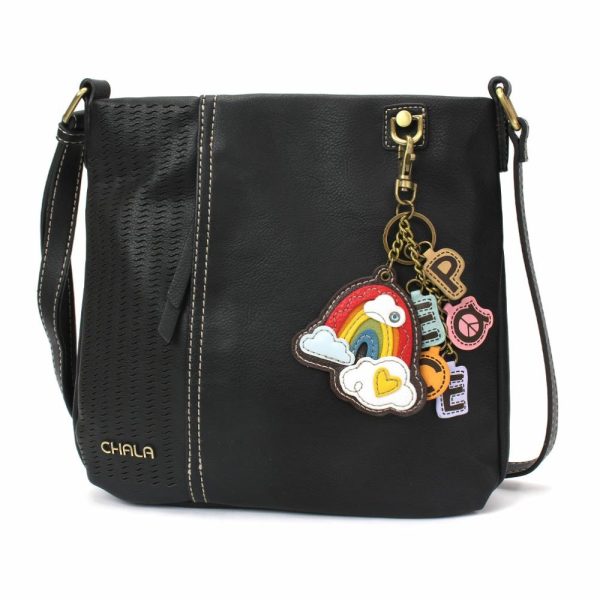 Crossbodies |  Lasercut Crossbody – Charming Charms Rainbow+Peace Crossbodies Black