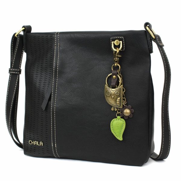 Crossbodies |  Lasercut Crossbody – Metal Charming Owl Crossbodies Black